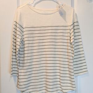 NWT Chico’s Ultimate Tee Size 1 Large Striped 3/4 Sleeve Top Cotton Modal $49